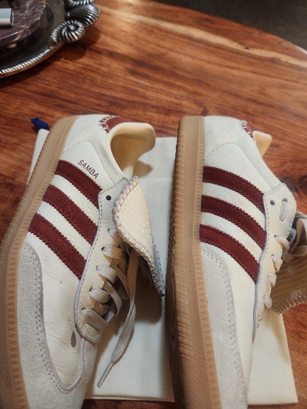 adidas Samba Womens Cream & Maroon Leather Sneakers